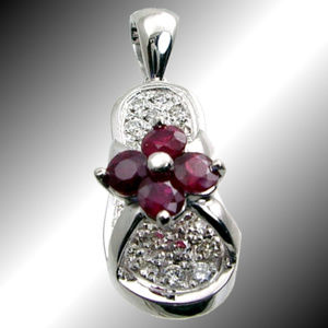 Diamond Ruby Pendant .58TDW .85Ruby 18KT White